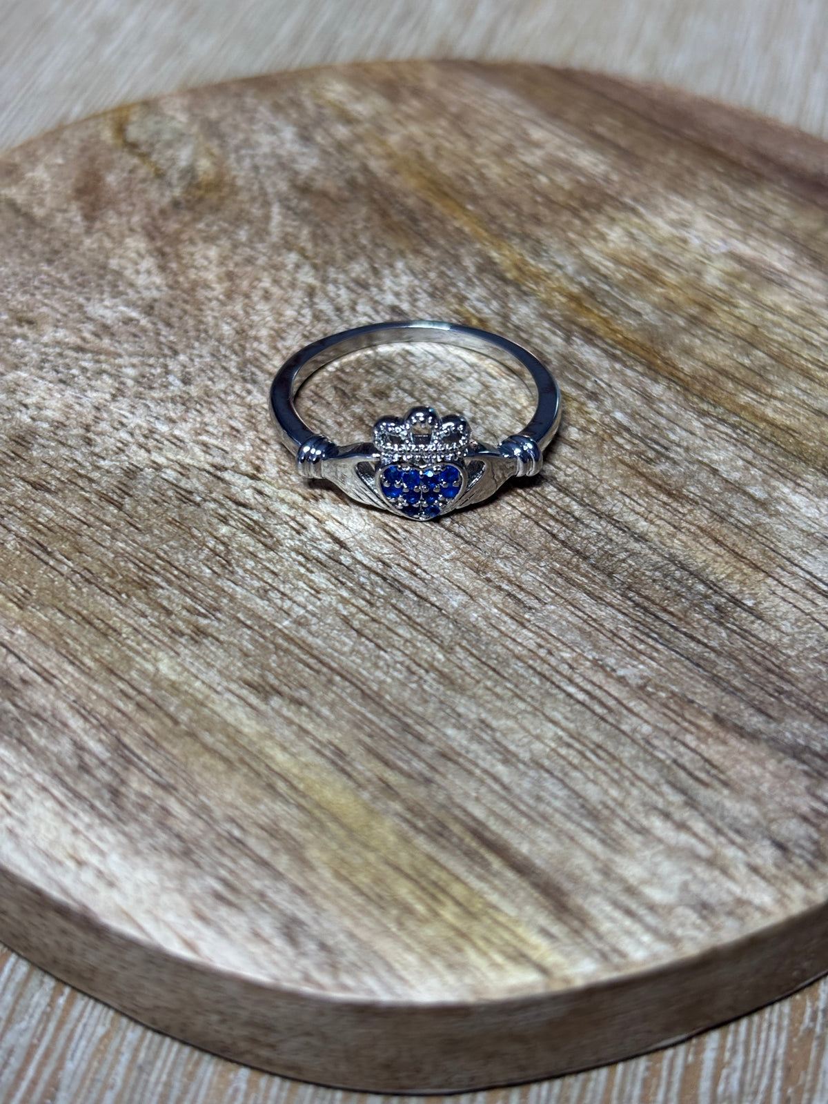 Claddagh Ring with Blue Stoning