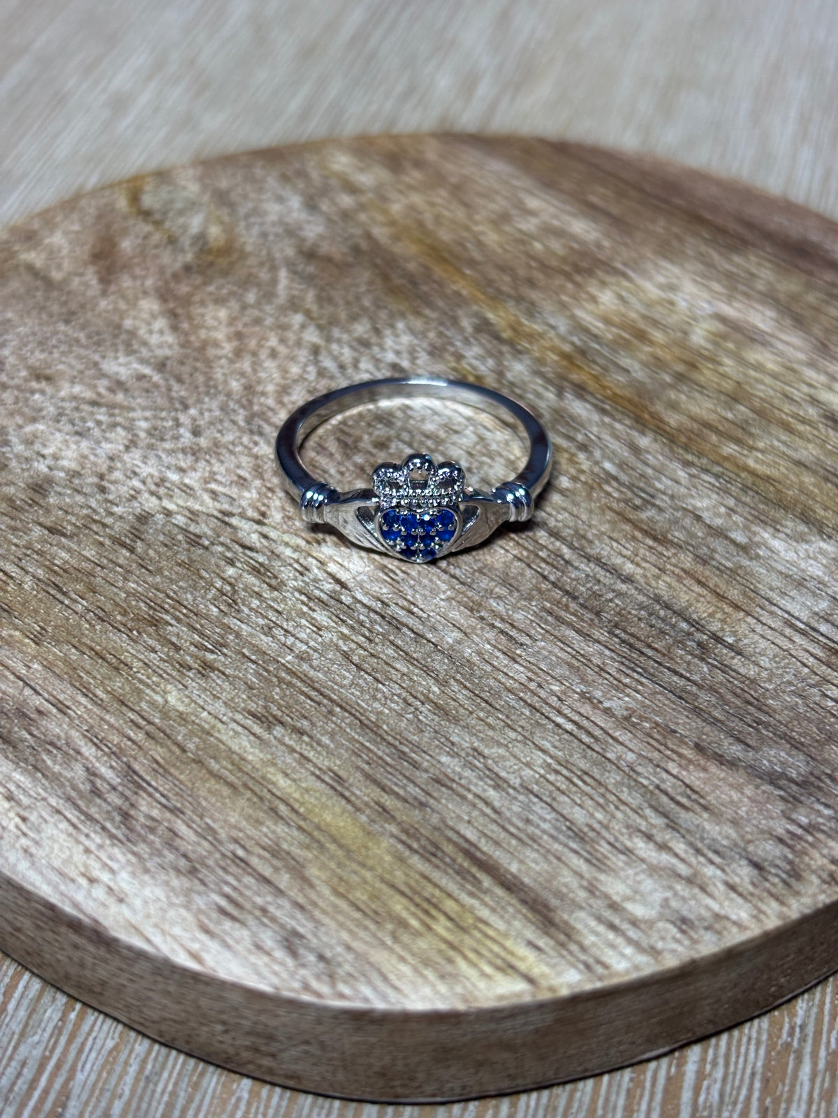 Claddagh Ring with Blue Stoning