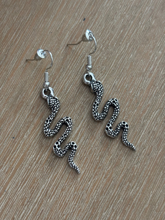 Silver Snake Earrings