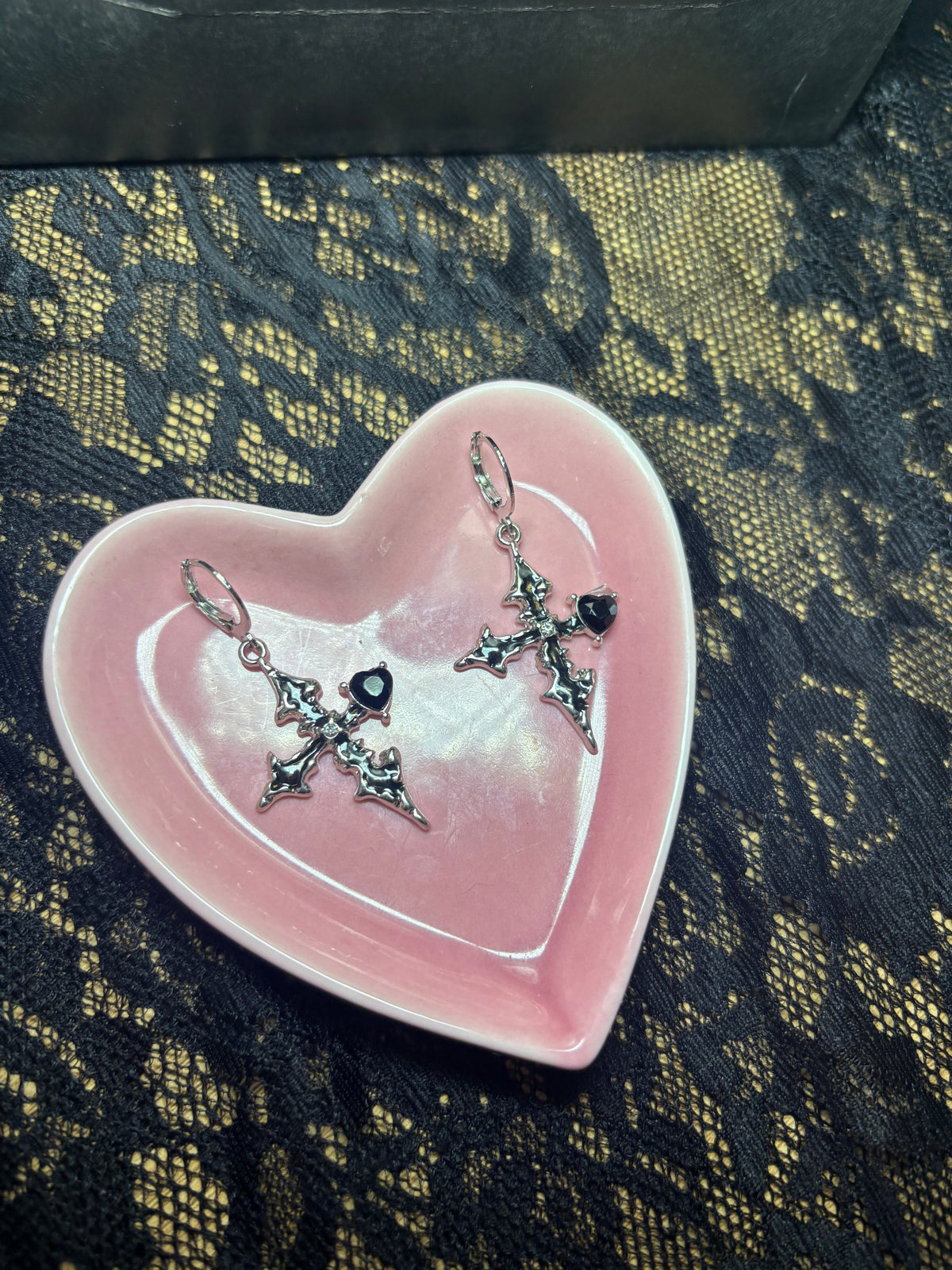 SILVER ALT CROSS EARRINGS