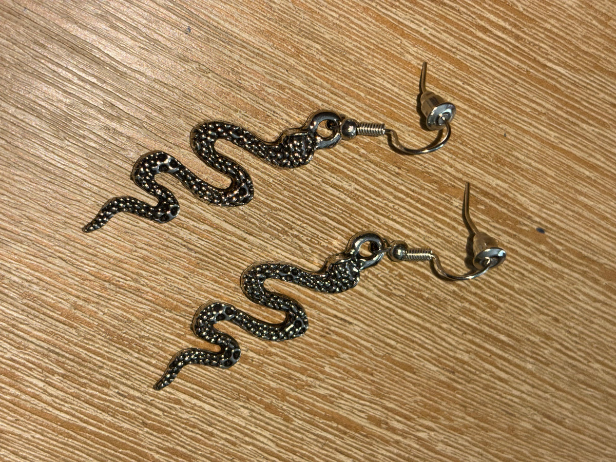 Silver Snake Earrings