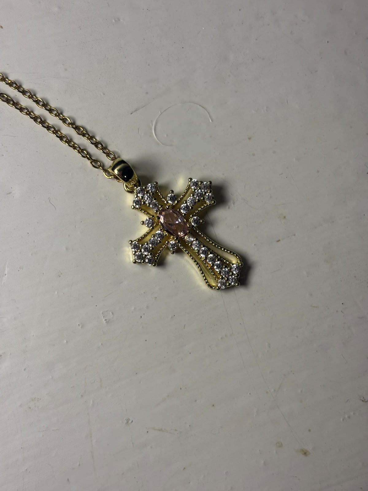 Gold Cross with Pink Embellishment