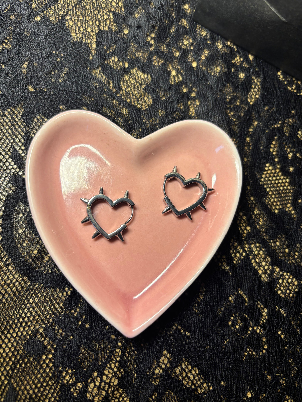 Studded Heart Hoop
