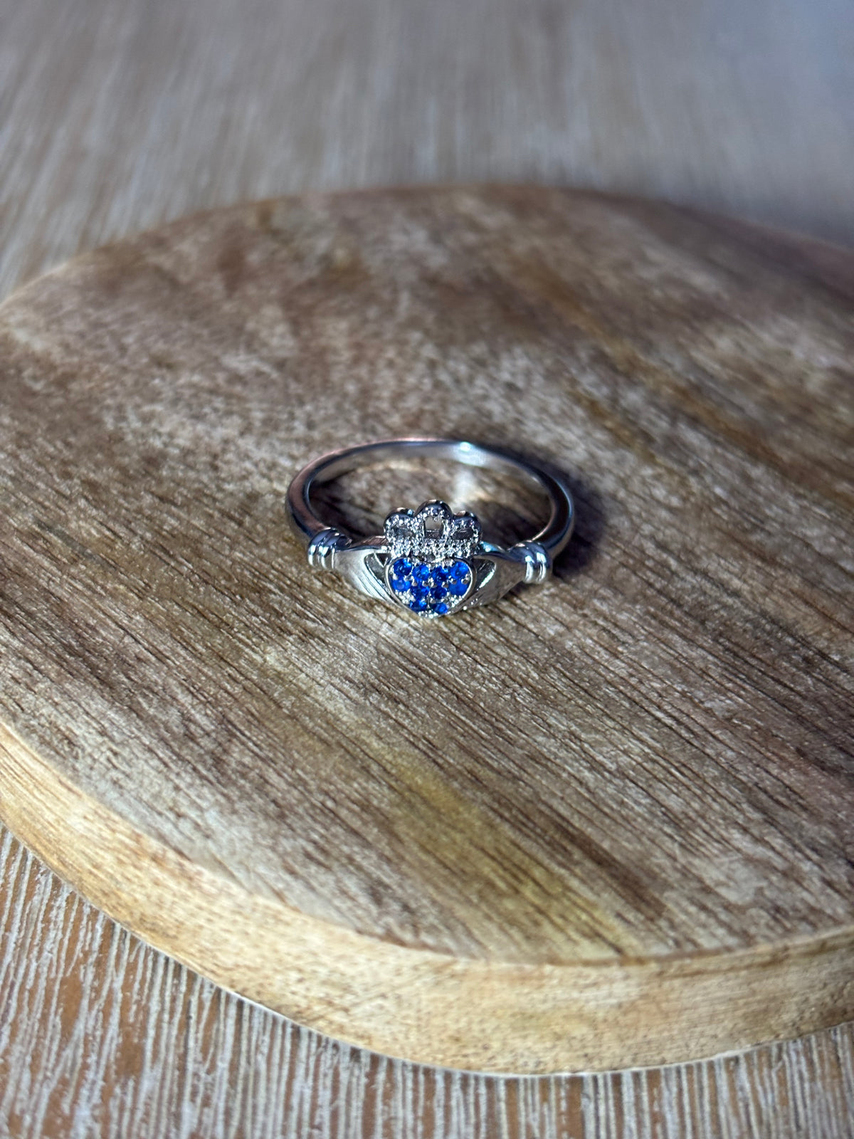 Claddagh Ring with Blue Stoning