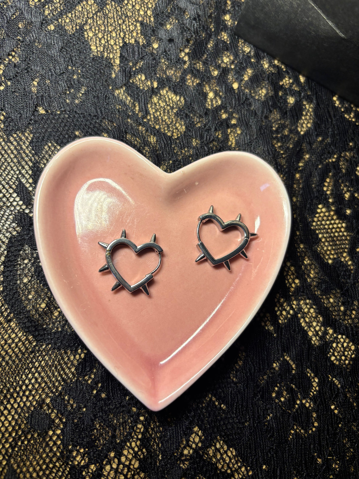 Studded Heart Hoop
