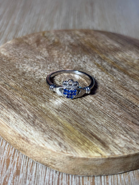 Claddagh Ring with Blue Stoning