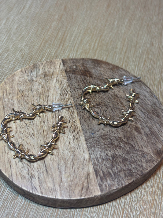 Barbed Wire Heart Earrings