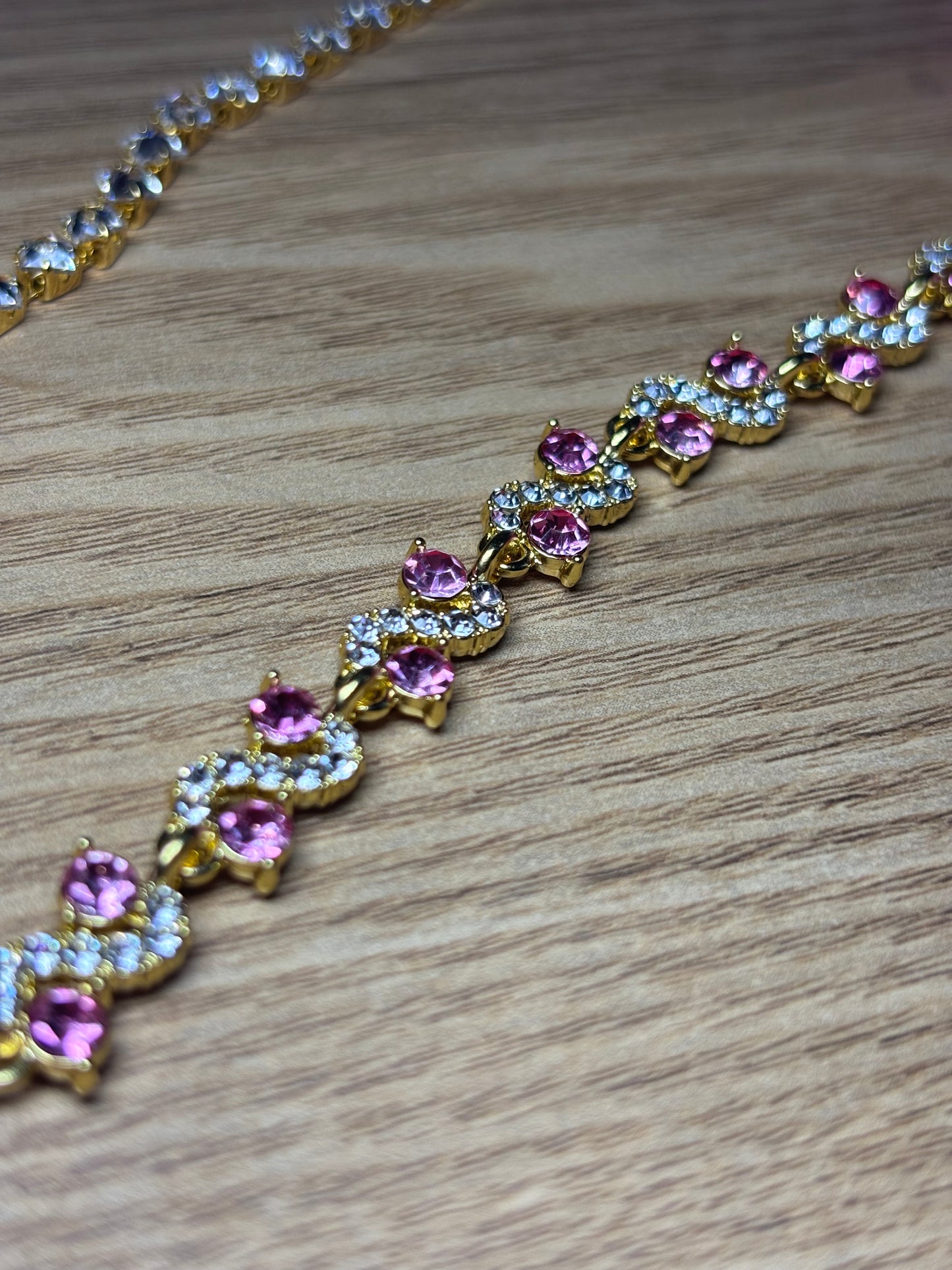 Stunning Gold and Pink Tennis Bracelet
