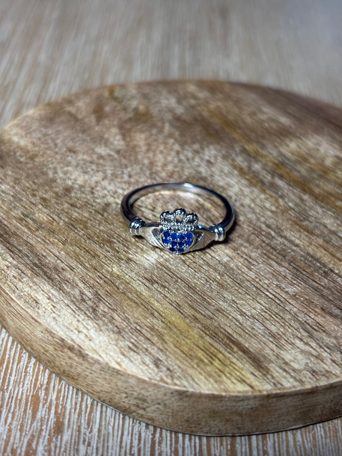 Claddagh Ring with Blue Stoning
