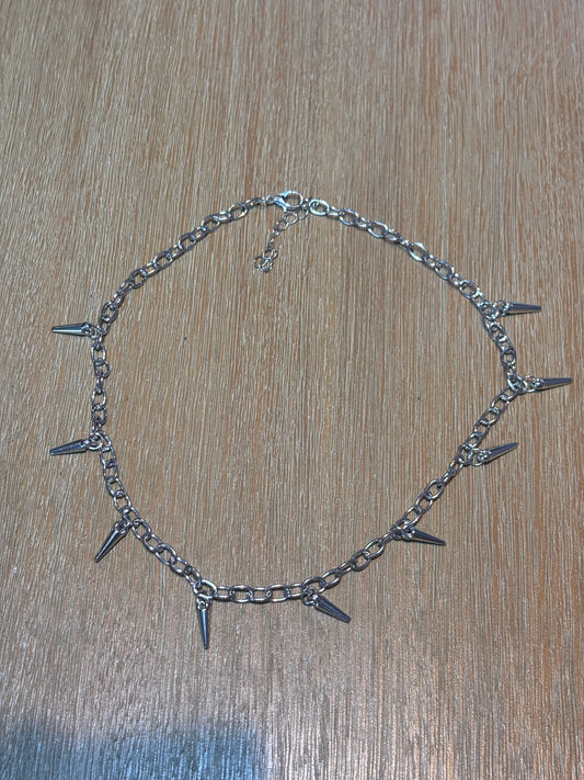 Silver Spiked Choker