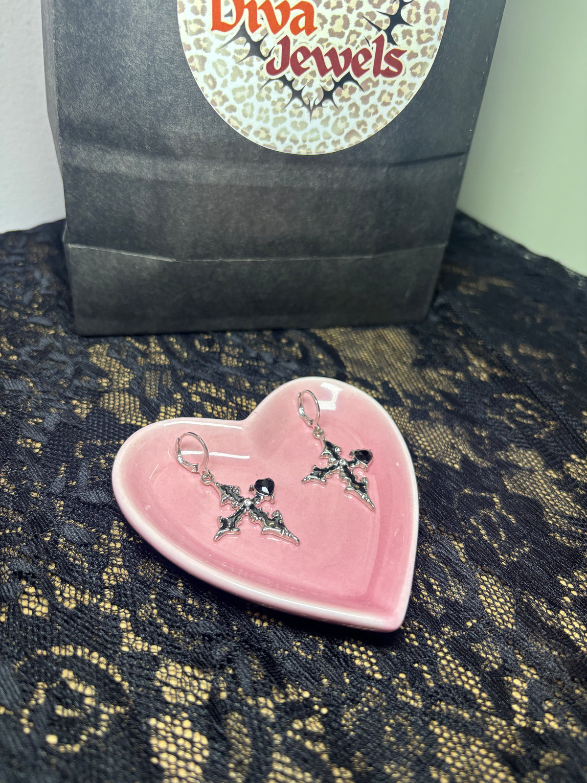 SILVER ALT CROSS EARRINGS