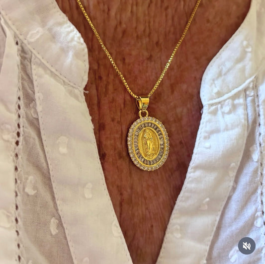 18K Plated Gold Our Lady Medal
