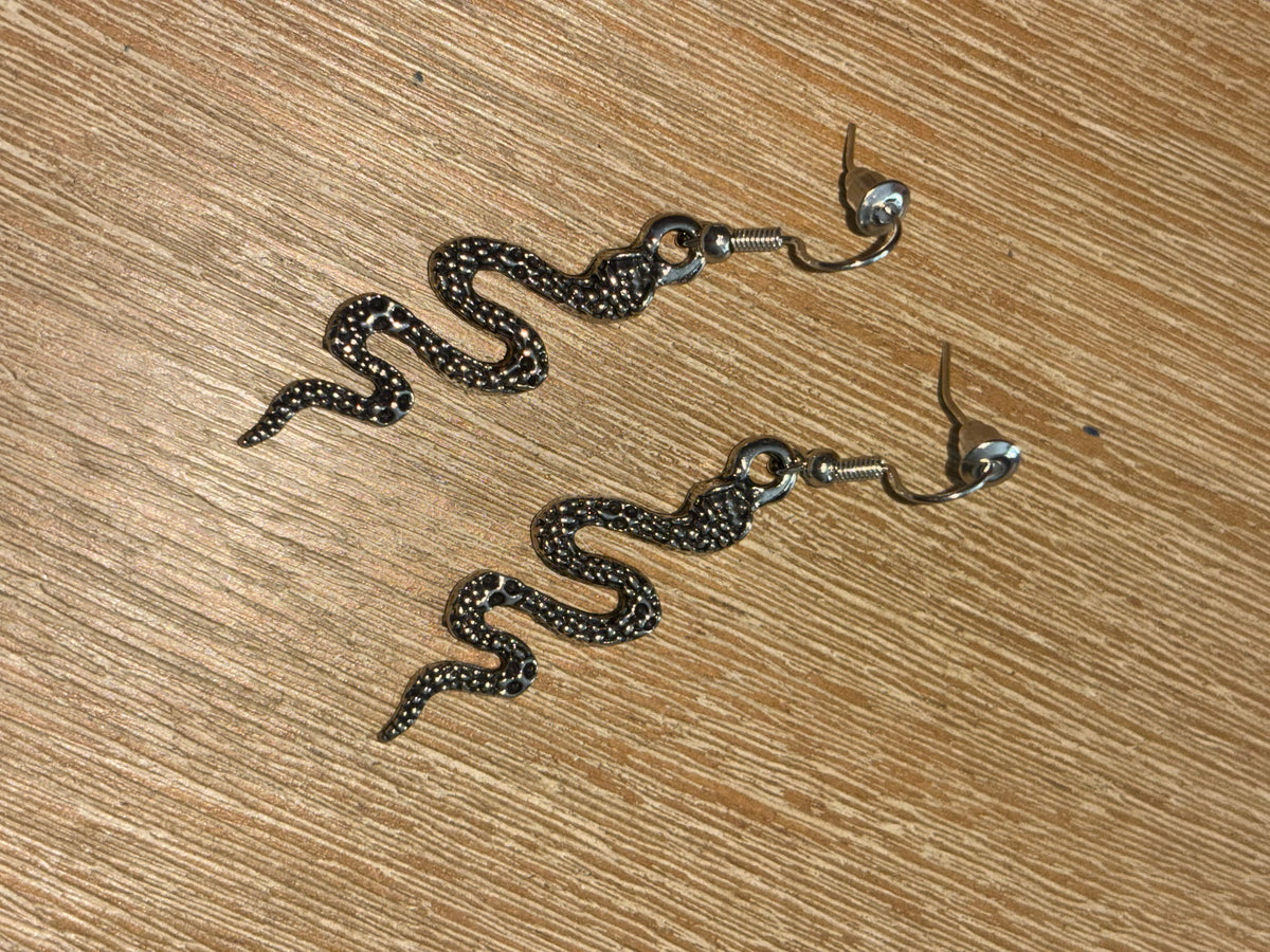 Silver Snake Earrings