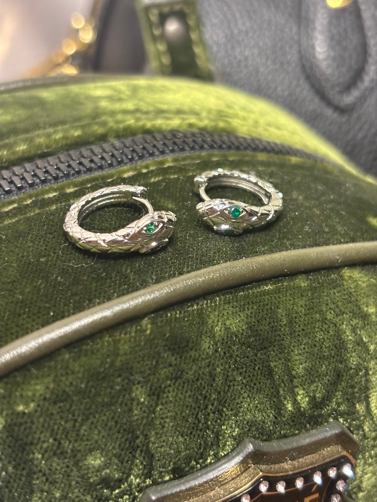 Green Eyed Snake Stud Earring