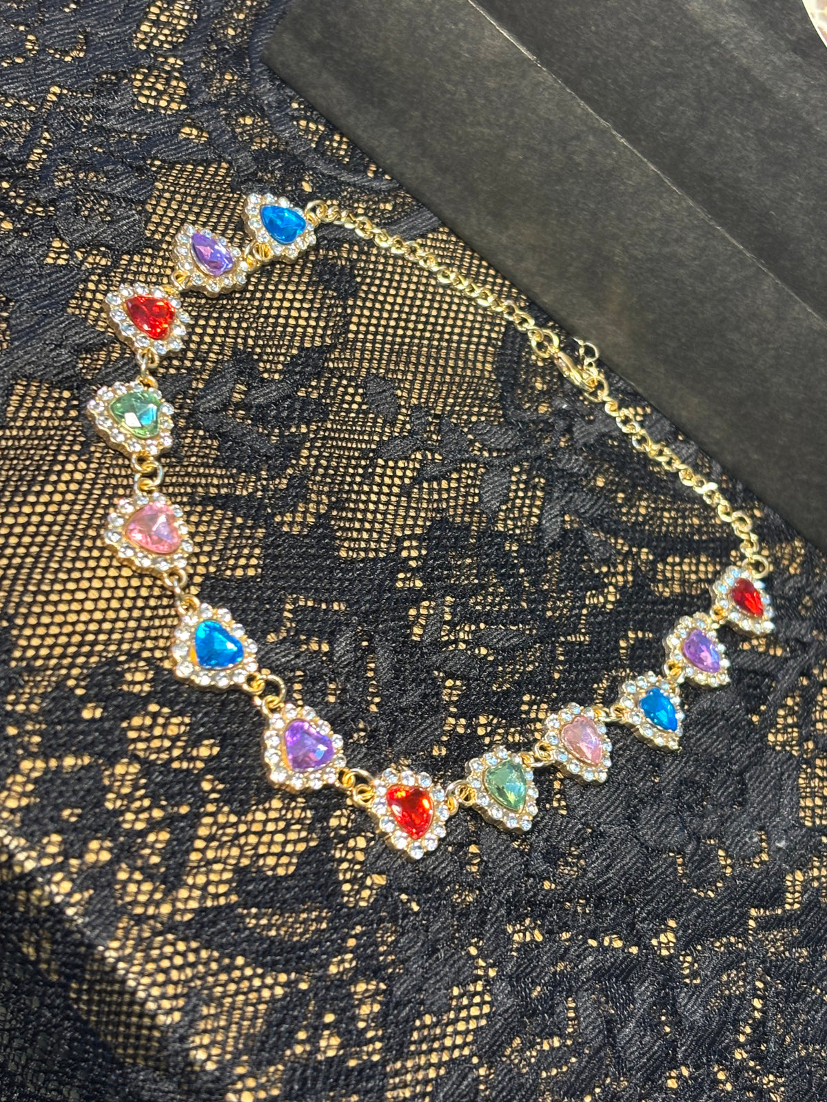 Heart Diamanté Encrusted Choker