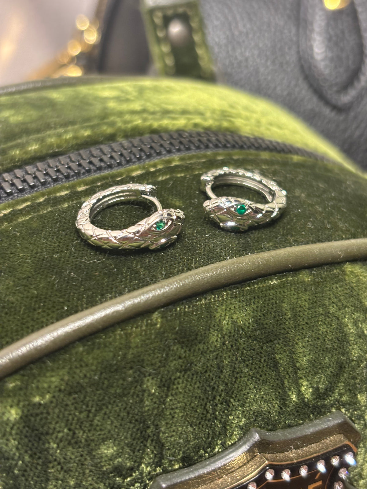 Green Eyed Snake Stud Earring