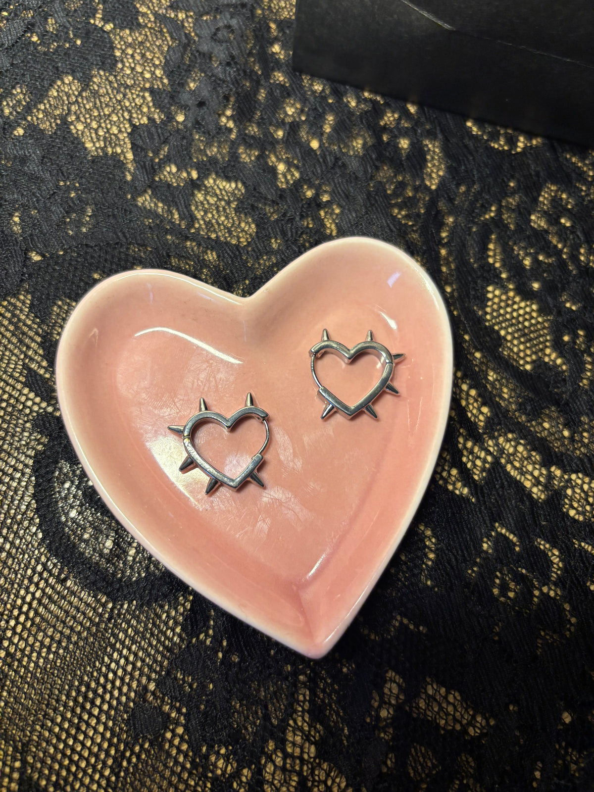 Studded Heart Hoop