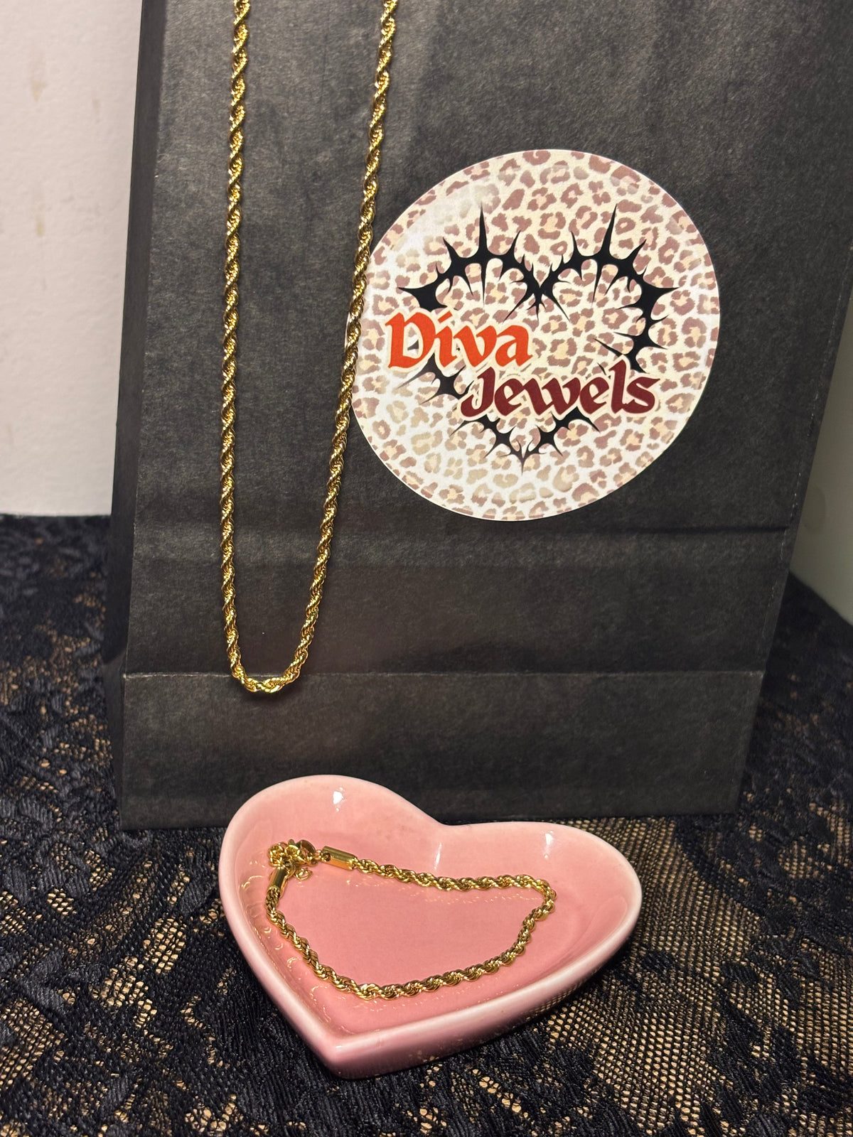 Rope style Necklace and Bracelet Set