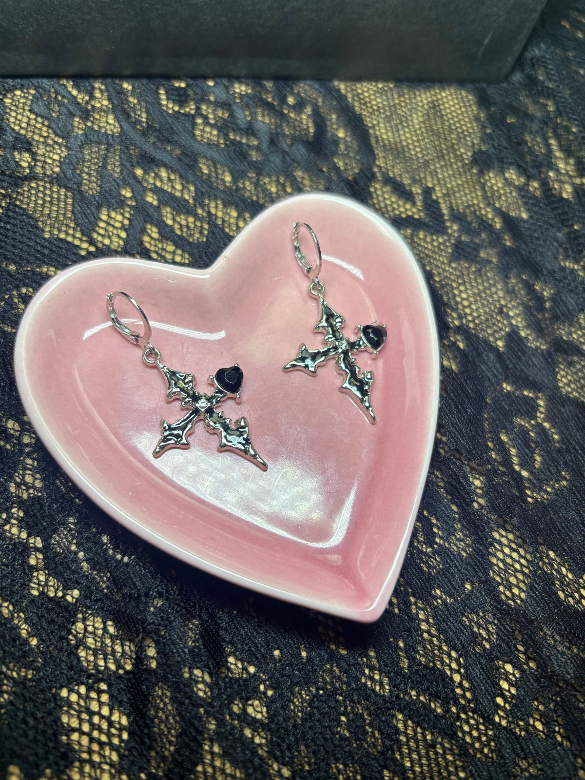 SILVER ALT CROSS EARRINGS