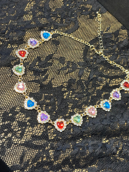 Heart Diamanté Encrusted Choker