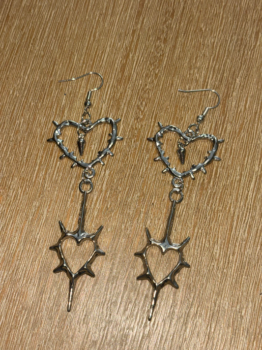 Barbed Wired Heart Earrings