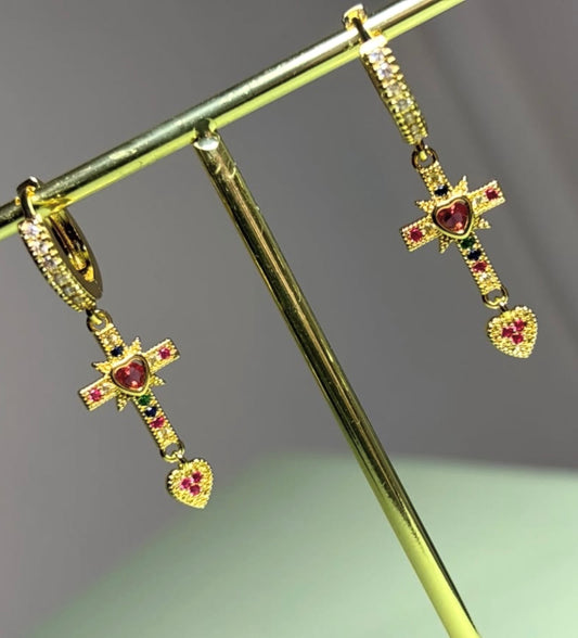 Cross Drop Earring