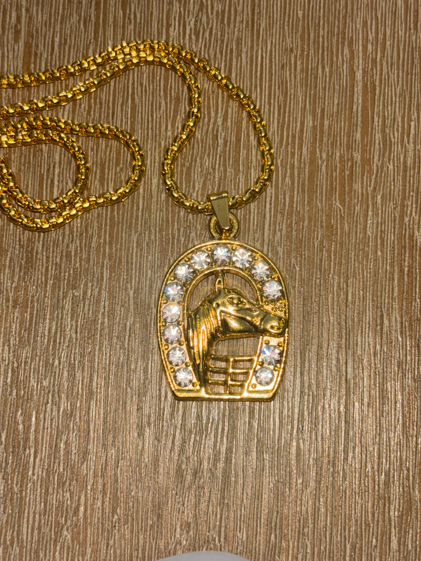 18K Plated Gold Horse and Horse Shoe Chain