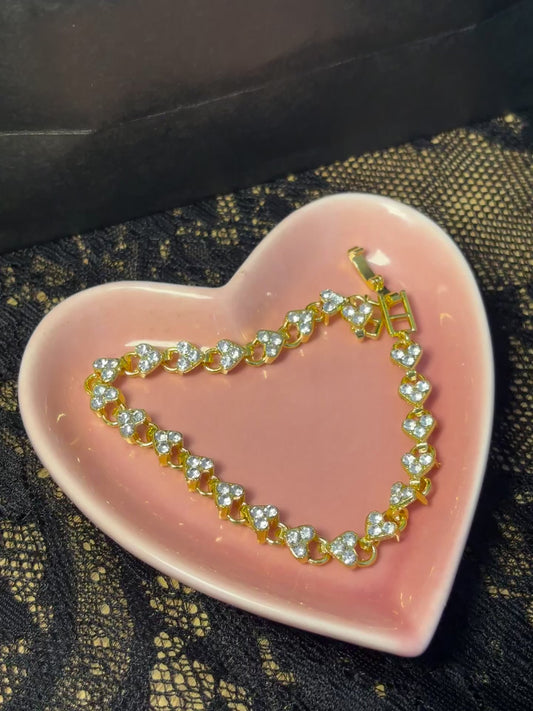 Gold Heart Style Tennis Bracelet