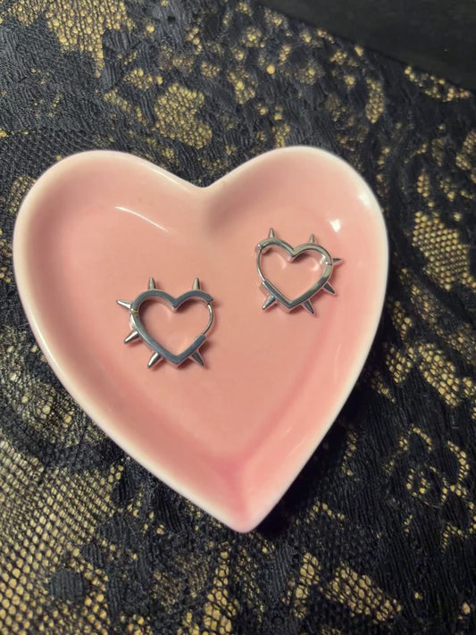 Studded Heart Hoop